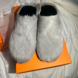 Gray Fur Women's Mules